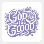 「God is Good」タイポグラフィ Vierkante Sticker (Voorkant)