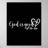 God Is Good All The Time Cross And Heart Christian Poster (Voorkant)