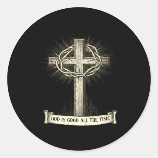 God Is Good All The Time Ronde Sticker (Voorkant)