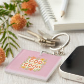 God Is Good Floral Christian Faith Quote Sleutelhanger (Voorkant Rechts)