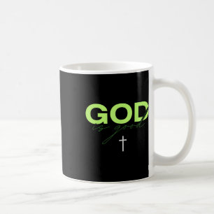 God Is Good Groen En Wit Typografisch Christelijk Koffiemok