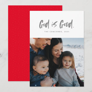 God is Good religieuze kerst fotokaart in het rood Feestdagenkaart