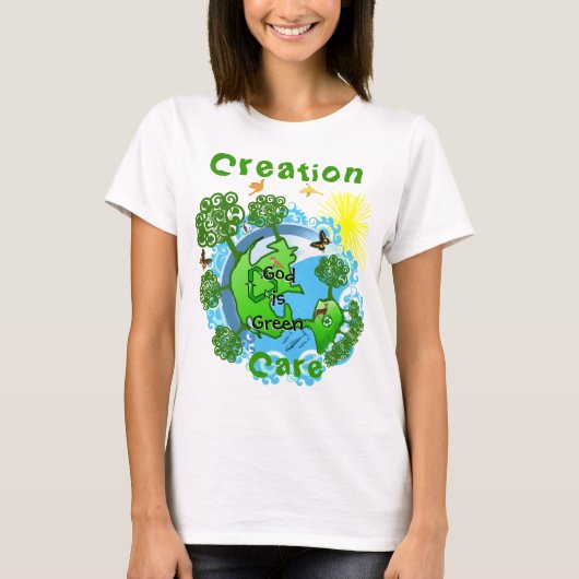 God is Groen~ Creation Care Kleding T-shirt (Voorkant)