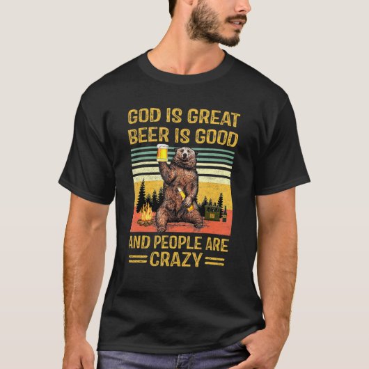 God is groot bier is goed Beer Christelijk Drink T-shirt (Voorkant)