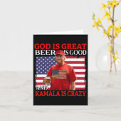 God Is Groot Bier Is Goed En Kamala Is Dol Grappig Kaart (Gele Bloem)