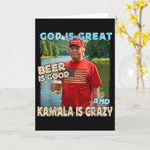 God Is Groot Bier Is Goed En Kamala Zijn Crazy Fun Kaart (Gele Bloem)