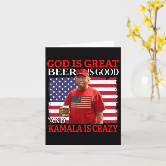God Is Groot Bier Is Goed En Kamala Zijn Crazy Fun Kaart (Gele Bloem)