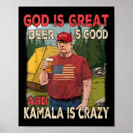 God Is Groot Bier Is Goed Kamala Is Grappig Grappi Poster (Voorkant)