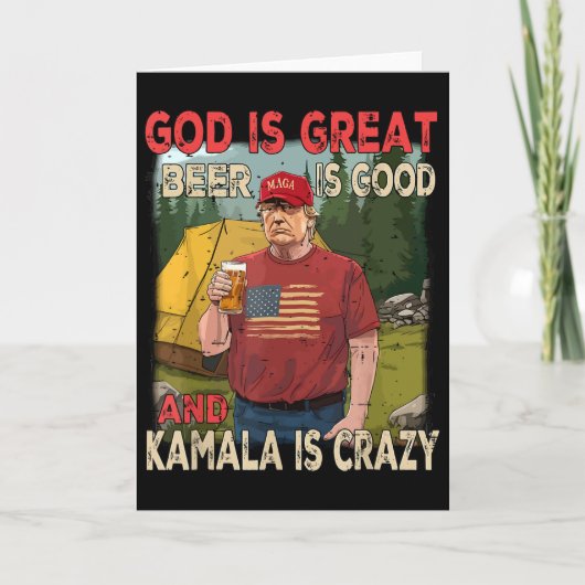 God Is Groot Bier Is Goed Kamala Is Grappig Komisc Kaart (Voorkant)