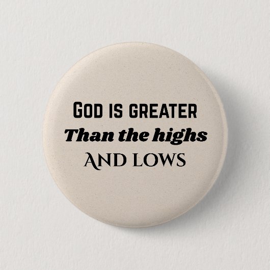 God is groot Christelijke typografie Knop Ronde Button 5,7 Cm (Voorkant)