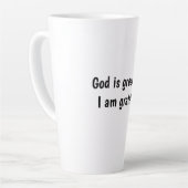 God is groot en ik ben dankbaar - beker latte mok (Linkerhoek)