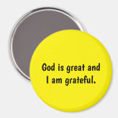 God is groot en ik ben dankbaar - gele Magnet (Voorkant / Achterkant)