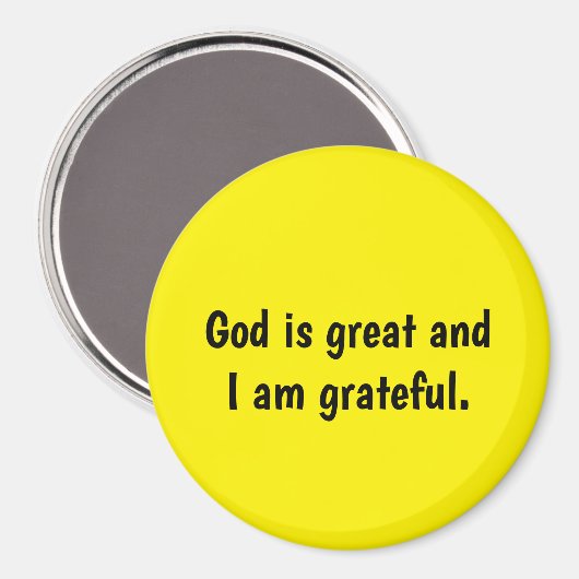 God is groot en ik ben dankbaar - gele Magnet (Voorkant / Achterkant)