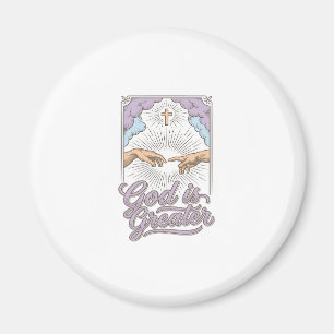 God is Groter Christelijk Vintage Graveershirt_1 Magneet