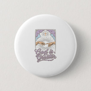 God is Groter Christelijk Vintage Graveershirt_1 Ronde Button 5,7 Cm
