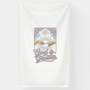 God is Groter Christelijk Vintage Graveershirt_1 Spandoek