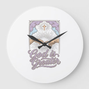 God is Groter Christelijk Vintage Gravure Shirt_1 Grote Klok