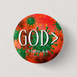 GOD IS GROTER DAN 1 John 4:4 Christelijk Ronde Button 3,2 Cm
