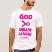 GOD IS GROTER DAN BORSTKANKER CHRISTELIJK T-SHIRT (Voorkant)