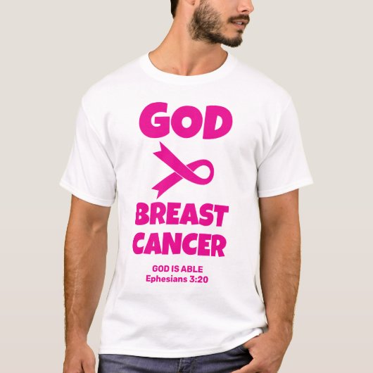 GOD IS GROTER DAN BORSTKANKER CHRISTELIJK T-SHIRT (Voorkant)