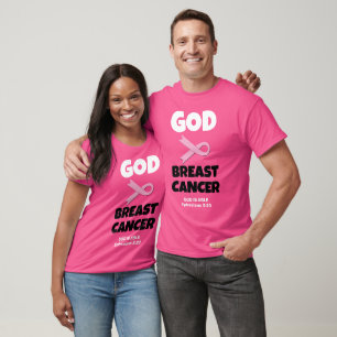 GOD IS GROTER DAN BORSTKANKER Christelijk T-shirt