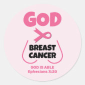 GOD IS GROTER DAN BORSTKANKER Gebed Kaart Ronde Sticker (Voorkant)