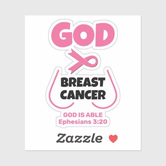 GOD IS GROTER DAN HET BEWUSTZIJN VAN BORSTKANKER STICKER (Vel)