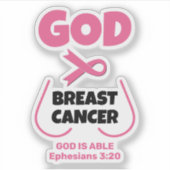 GOD IS GROTER DAN HET BEWUSTZIJN VAN BORSTKANKER STICKER (Voorkant)