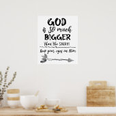 God is groter dan het Christelijke Storm Poster (Keuken)