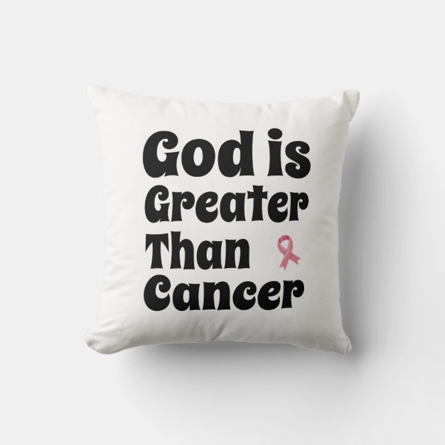 God is groter dan kanker - Inspirerend geloof Kussen (Voorkant)