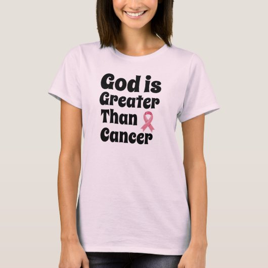 God is groter dan kanker - Inspirerend geloof T-shirt (Voorkant)