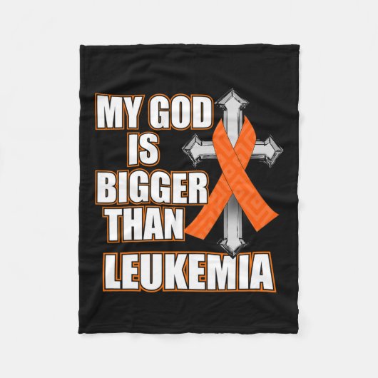 God is groter dan leukemie Oranje lintgift Fleece Deken (Voorkant)
