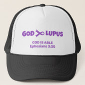 GOD IS GROTER DAN LUPUS Efeziërs 3v20 Trucker Pet (Voorkant)