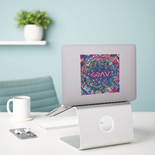 God is Groter Leuk Boho  Inspirivity Sticker (Laptop op bureau)