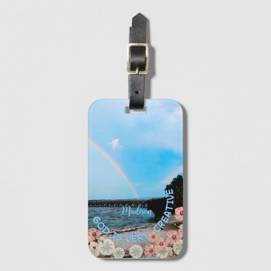  "God is heel creatief" Bagagelabel (Voorkant (verticaal))