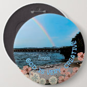 God is heel creatief  ronde button 6,0 cm (Voorkant /achterkant)