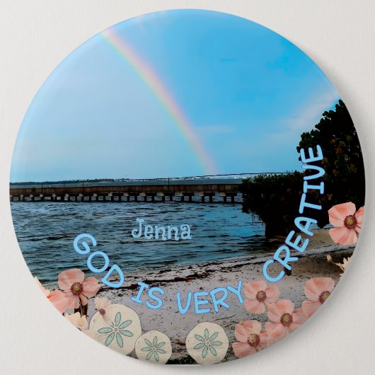 God is heel creatief  ronde button 6,0 cm (Voorkant)