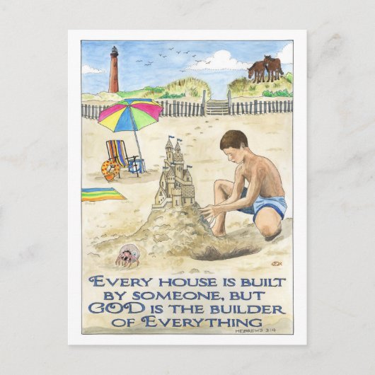 God is het Inspirerend Briefkaart van de bouwer (Voorkant)