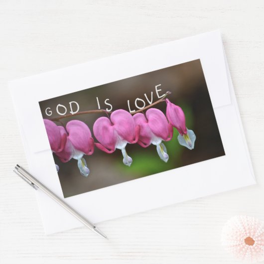 God is het liefdeshart rechthoekige sticker (Envelop)