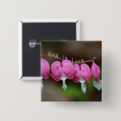 God is het liefdeshart vierkante button 5,1 cm (Voorkant /achterkant)