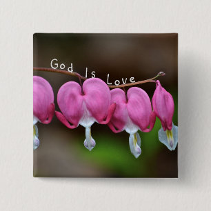 God is het liefdeshart vierkante button 5,1 cm