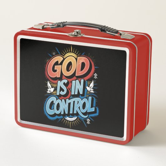 God is in Control Christelijk Metal Lunchbox (Voorkant)