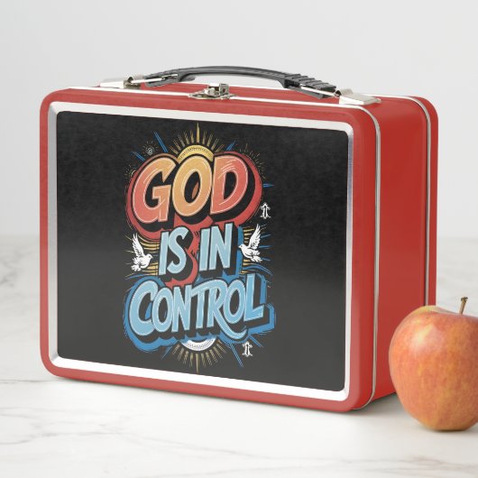 God is in Control Christelijk Metal Lunchbox (In situ)