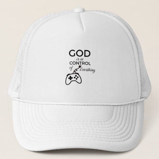God Is In Control Christian Baseball Cap - Embroid Trucker Pet (Voorkant)