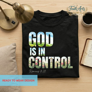 God is in Controle Christelijk Bloemmotief Natuur T-shirt