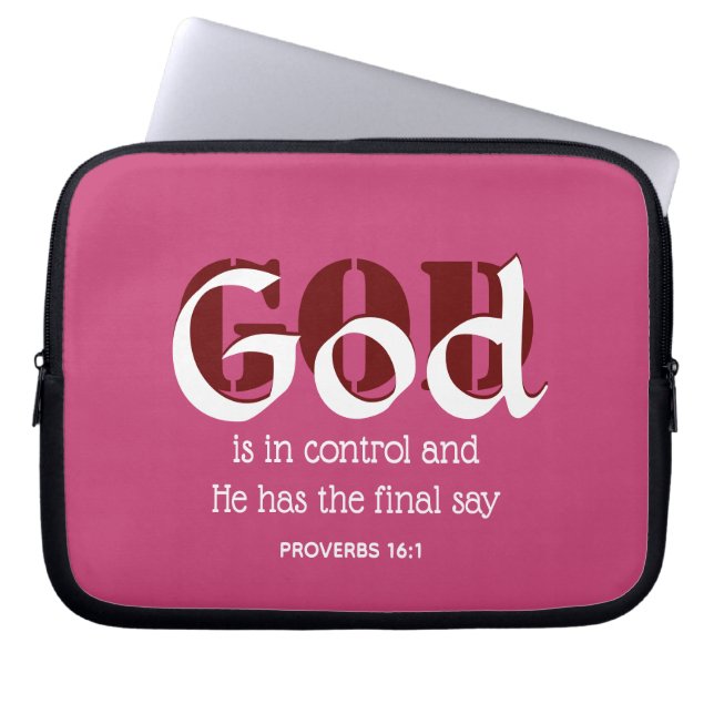 GOD IS IN CONTROLE Inspirerend AANGEPASTE PINK Laptop Sleeve (Voorkant)