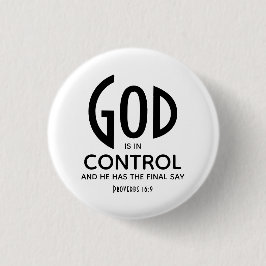 GOD IS IN CONTROLE INSPIREREND CHRISTELIJK RONDE BUTTON 3,2 CM