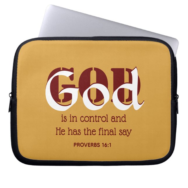 GOD IS IN CONTROLE INSPIREREND LAPTOP SLEEVE (Voorkant)