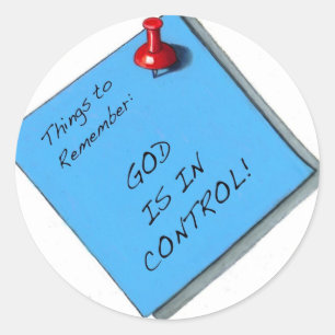 GOD IS IN CONTROLE MEMO RONDE STICKER