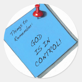 GOD IS IN CONTROLE MEMO RONDE STICKER